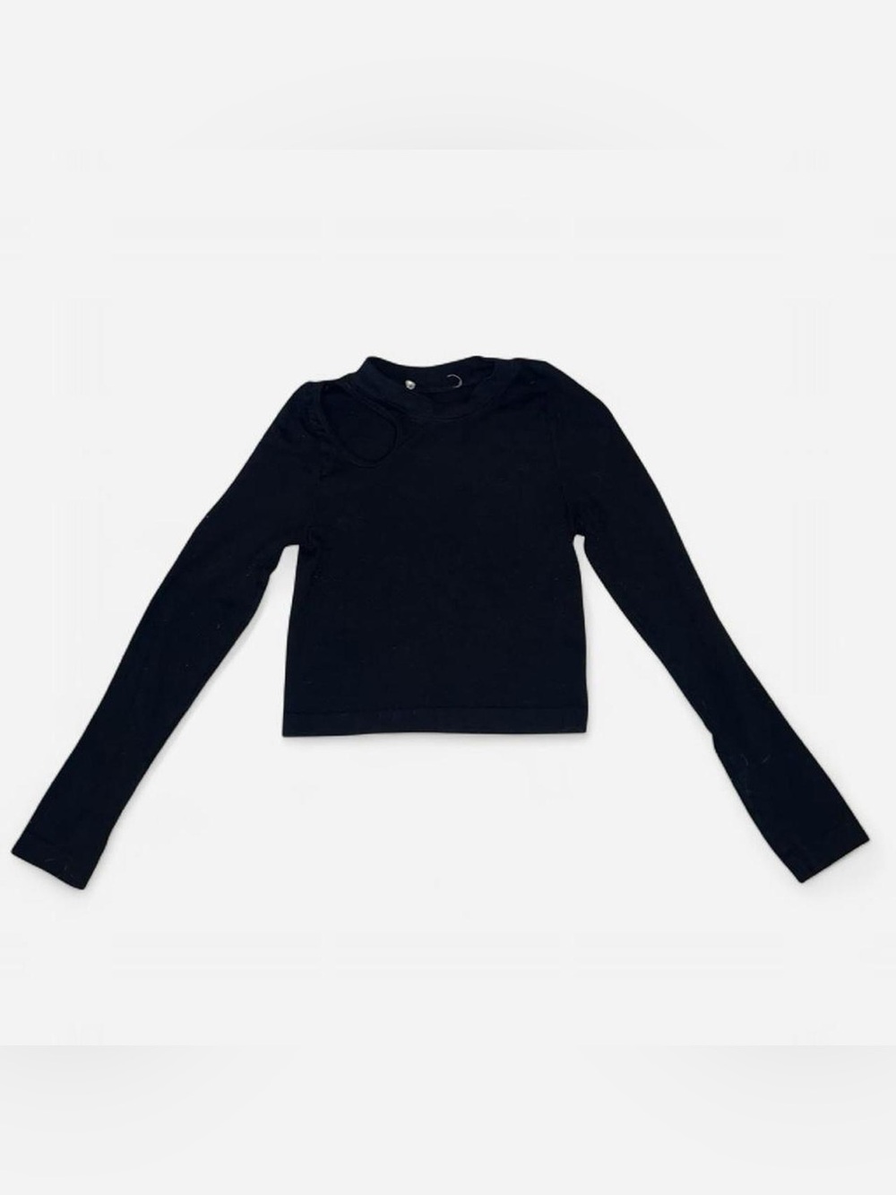Black Long Sleeve Cutout Crop Top